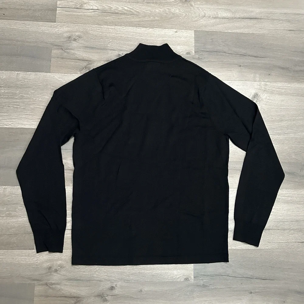 Nordstrom Men's Black 50% Merino Wool/Coolmax Polyester 1/4 Zip Sweater - Size M